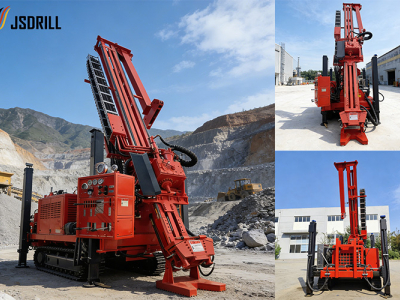 Red JSDrill track-mounted rig (quarry/factory) for industrial drilling.